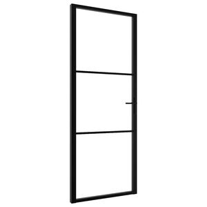 vidaXL Interi&eacute;rov&eacute; dveře ESG sklo a hlin&iacute;k 76 x 201,5 cm čern&eacute;