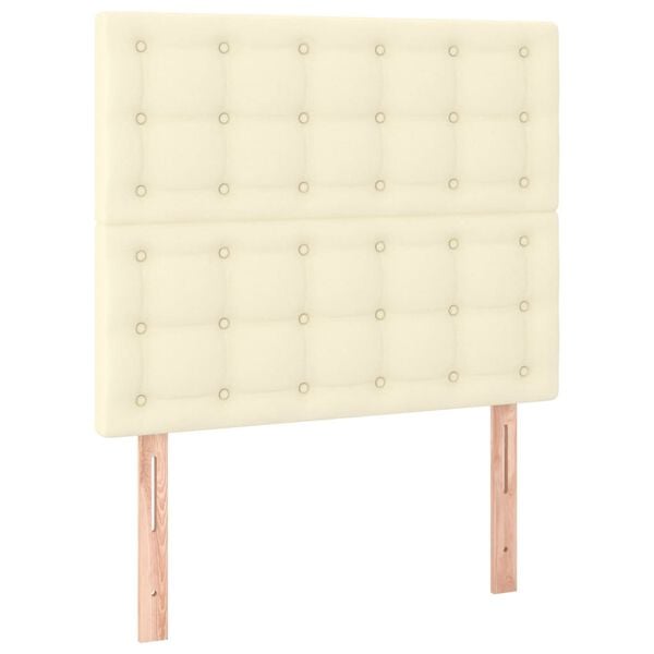 vidaXL Čelo postele kr&eacute;mov&eacute; 90x5x118/128 cm uměl&aacute; kůže