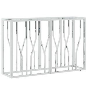 vidaXL Konzolov&yacute; stolek 110 x 30 x 70 cm nerezov&aacute; ocel a sklo
