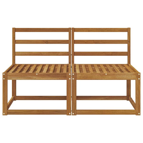 vidaXL 2 Kus Venkovn&iacute; středn&iacute; pohovka Masivn&iacute; ak&aacute;tov&eacute; dřevo Př&iacute;rodn&iacute;