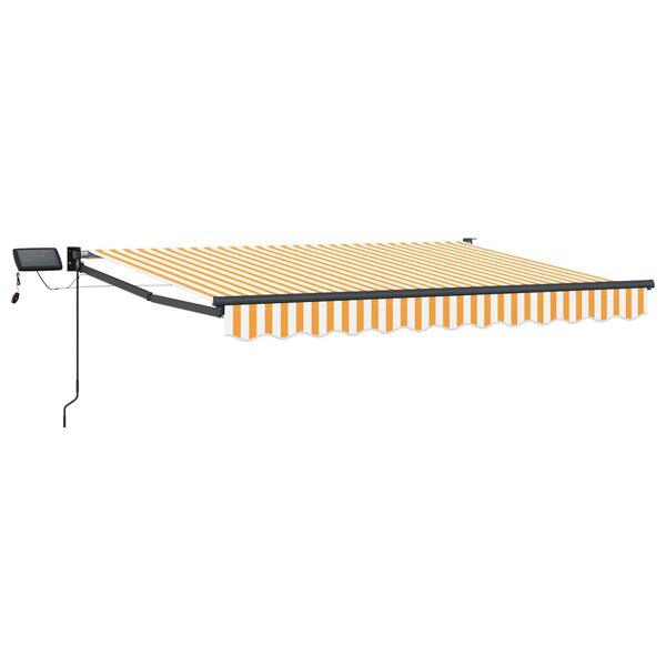 vidaXL Ručn&iacute; v&yacute;suvn&aacute; mark&yacute;za s LED p&aacute;sky Oranžov&aacute; a b&iacute;l&aacute; 3,5 x 2,5 m