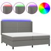 vidaXL Box spring postel s matrac&iacute; a LED tmavě &scaron;ed&aacute; 200x200 cm textil
