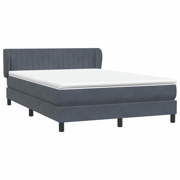 vidaXL Box spring postel s matrac&iacute; tmavě &scaron;ed&aacute; 140x210 cm samet