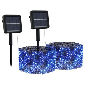 vidaXL Sol&aacute;rn&iacute; světeln&eacute; řetězy 2 ks 2 x 200 LED modr&eacute; dovnitř i ven