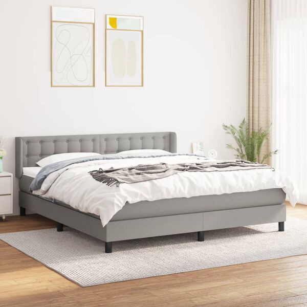 vidaXL Box spring postel s matrac&iacute; světle &scaron;ed&aacute; 160 x 200 cm textil