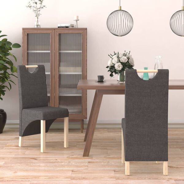 vidaXL J&iacute;deln&iacute; židle 2 ks tmavě &scaron;ed&eacute; textil