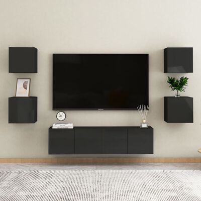 vidaXL Nástěnná TV skříňka černá s vysokým leskem 30,5 x 30 x 30 cm