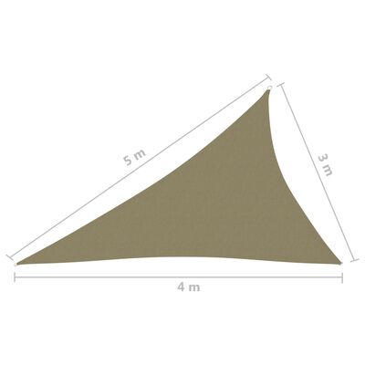 vidaXL Stínící plachta oxfordská látka trojúhelníková 3x4x5 m béžová