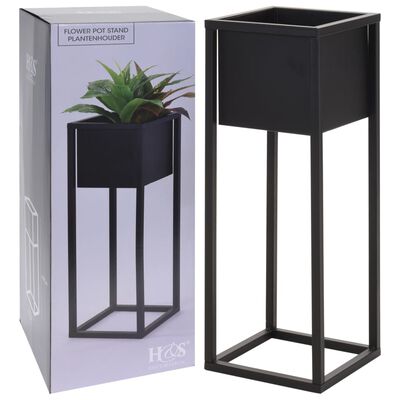 H&S Collection Květináč na stojanu kovový černý 60 cm