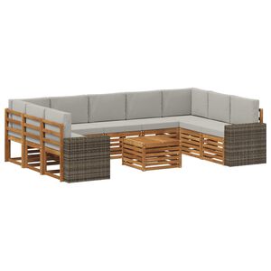 vidaXL Sedac&iacute; soupravy s pol&scaron;t&aacute;řem 10 pcs Př&iacute;rodn&iacute; a světle &scaron;ed&aacute;