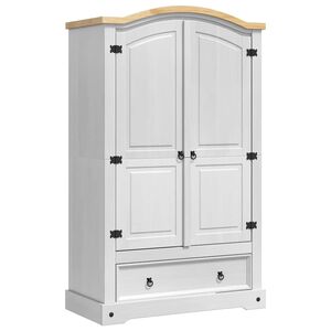 vidaXL &Scaron;atn&iacute; skř&iacute;ň CORONA B&iacute;l&aacute; 101 x 52 x 170 cm Masivn&iacute; borov&eacute; dřevo
