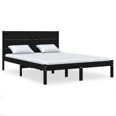 vidaXL Rám postele černý masivní dřevo 120 x 190 cm malé dvojlůžko