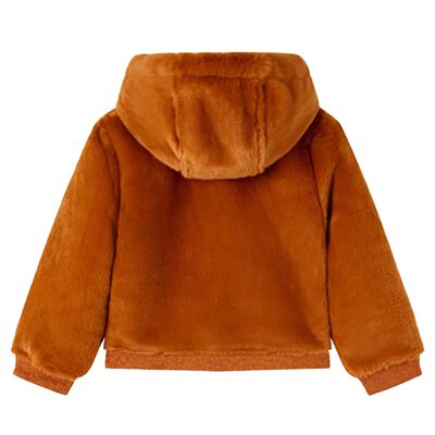 Dětská bunda s kapucí umělá kožešina koňaková 92