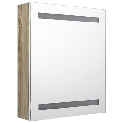 vidaXL LED koupelnová skříňka se zrcadlem bílá a dub 50 x 14 x 60 cm