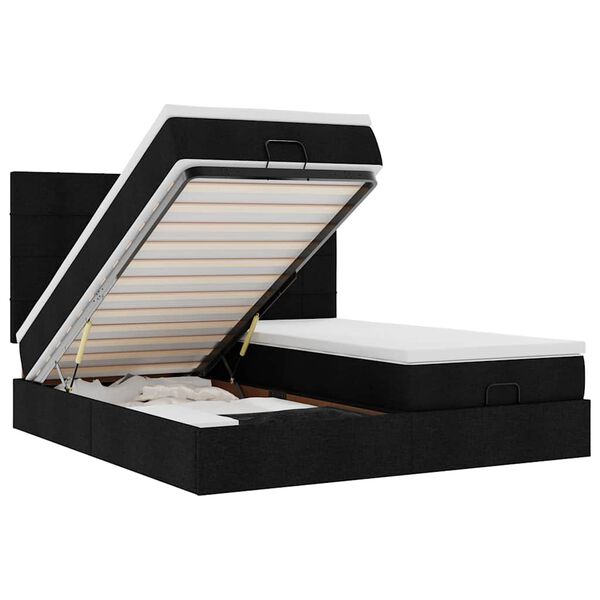 vidaXL Osmansk&yacute; r&aacute;m postele s matrac&iacute; čern&aacute; 160x200cm textil