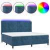 vidaXL Box spring postel s matrac&iacute; a LED tmavě modr&aacute; 200x200 cm samet