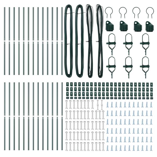 vidaXL Plotový sloupek. Jiný 26 pcs Zelená 3,2 x 3,2 x 210 cm Ocel