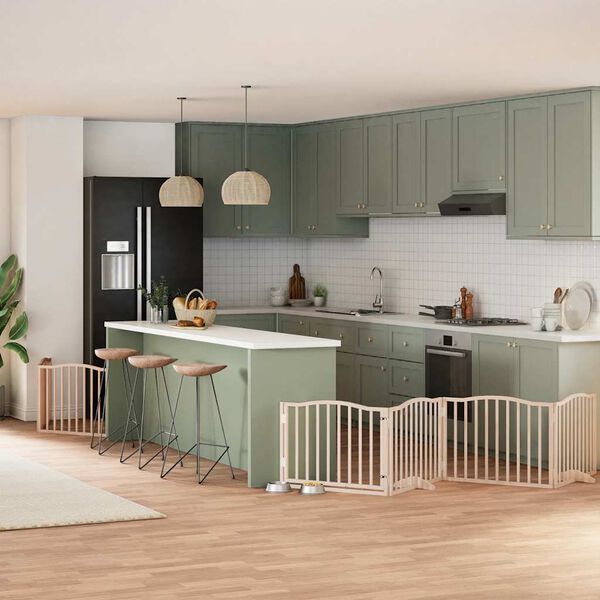 vidaXL Z&aacute;brana pro psy s dv&iacute;řky skl&aacute;dac&iacute; 8 panelů 640 cm topol