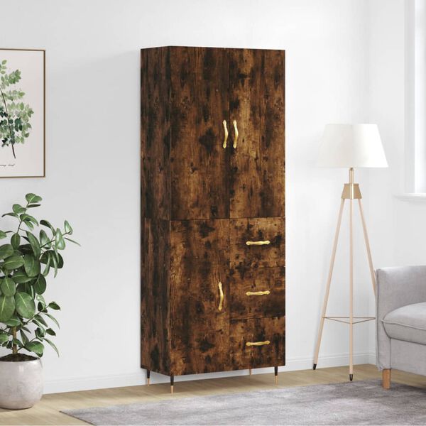 vidaXL Skř&iacute;ň highboard kouřov&yacute; dub 69,5 x 34 x 180 cm kompozitn&iacute; dřevo