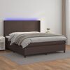 vidaXL Box spring postel s matrac&iacute; a LED hněd&aacute; 180x200 cm uměl&aacute; kůže