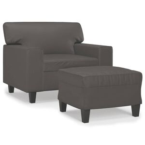 vidaXL Křeslo s podnožkou &scaron;ed&eacute; 60 cm uměl&aacute; kůže