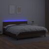 vidaXL Box spring postel s matrac&iacute; a LED hněd&aacute; 180x200 cm uměl&aacute; kůže