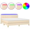 vidaXL Box spring postel s matrac&iacute; a LED kr&eacute;mov&aacute; 180x200 cm textil