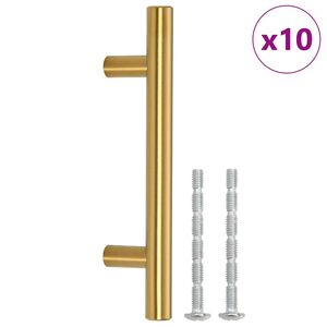 vidaXL N&aacute;bytkov&eacute; &uacute;chytky 10 ks zlat&eacute; rozteč otvorů 64 mm celkov&aacute; d&eacute;lka 100 mm nerezov&aacute; ocel
