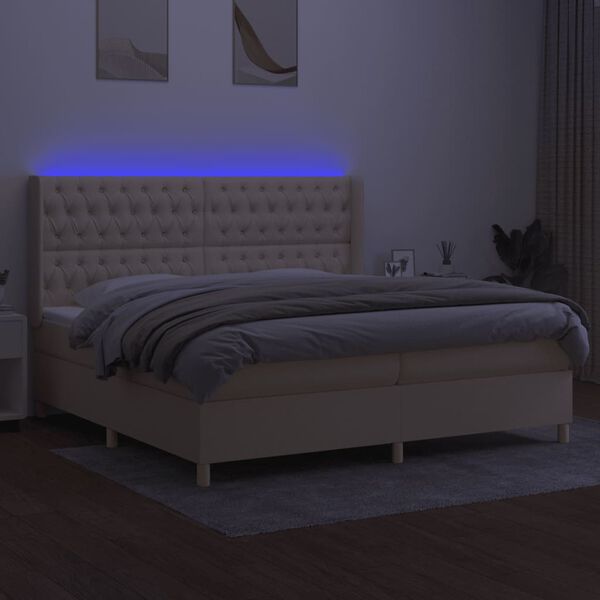 vidaXL Box spring postel s matrac&iacute; a LED kr&eacute;mov&aacute; 200x200 cm textil