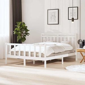 vidaXL R&aacute;m postele b&iacute;l&yacute; 150 x 200 cm King Size masivn&iacute; dřevo