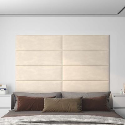 vidaXL Nástěnné panely 12 ks krémové 90 x 30 cm samet 3,24 m²