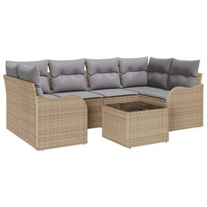 vidaXL Sada zahradn&iacute;ch pohovek s pol&scaron;t&aacute;řem 7 pcs Beige a &scaron;ed&aacute;