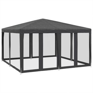 vidaXL Party stan s 8 s&iacute;ťovan&yacute;mi bočnicemi antracitov&yacute; 4 x 4 m HDPE
