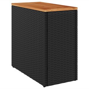 vidaXL Zahradn&iacute; odkl&aacute;dac&iacute; stolek s dřevěnou deskou čern&yacute; 58 x 27,5 x 55 cm polyratan