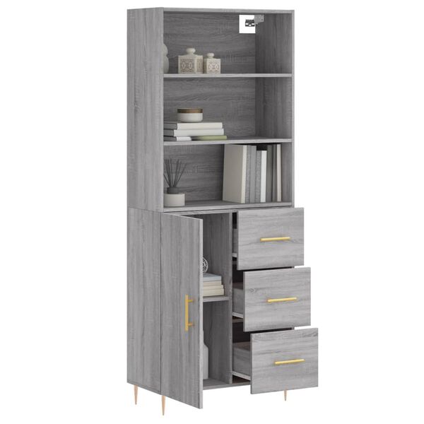 vidaXL Skříň highboard šedá sonoma 69,5 x 34 x 180 cm kompozitní dřevo