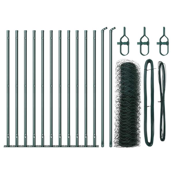 vidaXL Plotov&yacute; sloupek. Zelen&aacute; 25 x 0,4 m (36 mm s&iacute;ť) Ocel a PVC