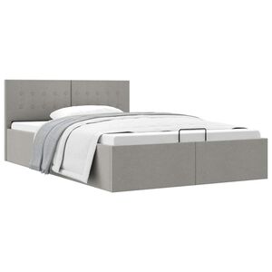 vidaXL R&aacute;m postele s &uacute;ložn&yacute;m prostorem světle &scaron;ed&yacute; textil 120 x 200 cm