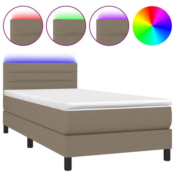 vidaXL Box spring postel s matrac&iacute; a LED taupe 80 x 200 cm textil