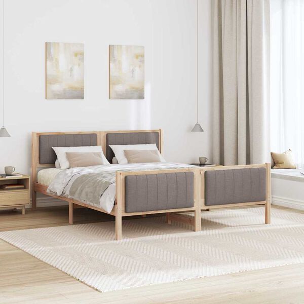 vidaXL R&aacute;m postele Hněd&aacute; a taupe 150 x 200 cm Masivn&iacute; borovicov&eacute; dřevo