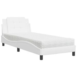 vidaXL Postel s matrac&iacute; Zadar b&iacute;l&aacute; 80 x 200 cm uměl&aacute; kůže