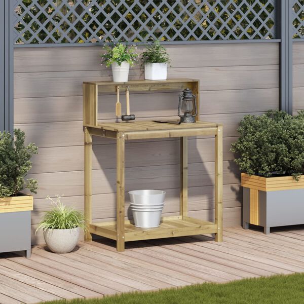 vidaXL Přesazovac&iacute; stůl s policemi 82,5x50x109,5 cm impregnovan&eacute; dřevo