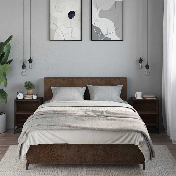 vidaXL Nočn&iacute; stolky 2 ks hněd&yacute; dub 40x31x50 cm kompozitn&iacute; dřevo a kov