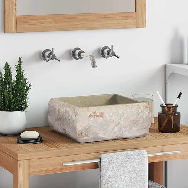 vidaXL Umyvadlo kr&eacute;mov&eacute; 30 x 30 x 13 cm mramor