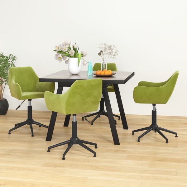 vidaXL Otočn&eacute; j&iacute;deln&iacute; židle 4 ks světle zelen&eacute; samet