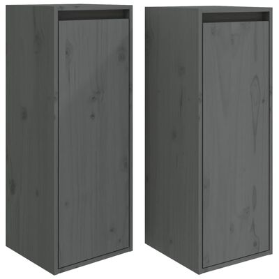 vidaXL Nástěnné skříňky 2 ks šedé 30 x 30 x 80 cm masivní borovice