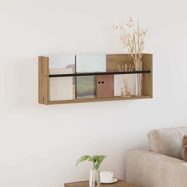 vidaXL Reg&aacute;l na časopisy s polic&iacute; Artisanov&yacute; dub 80 x 12 x 30 cm