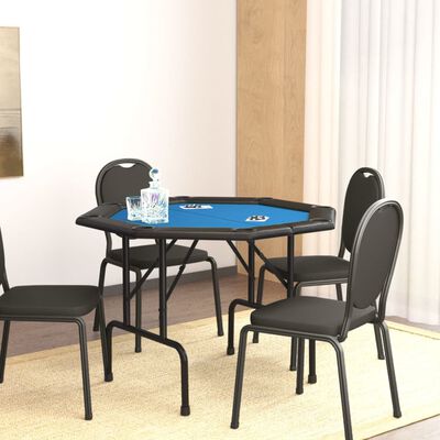 vidaXL Skládací deska na poker pro 8 hráčů modrá 108 x 108 x 75 cm