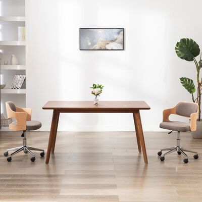 vidaXL Otočné jídelní židle 2 ks taupe ohýbané dřevo a textil