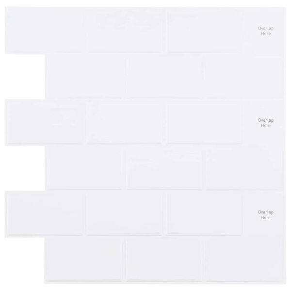 vidaXL Subway dlaždice 10 pcs B&iacute;l&aacute; 30,5 x 30,5 cm Polyuretan a PET