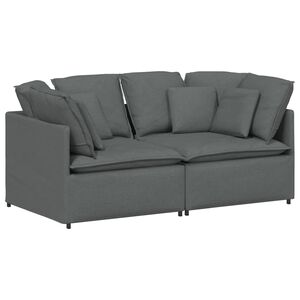 vidaXL Modul&aacute;rn&iacute; pohovka s pol&scaron;t&aacute;ři textil tmavě &scaron;ed&aacute;